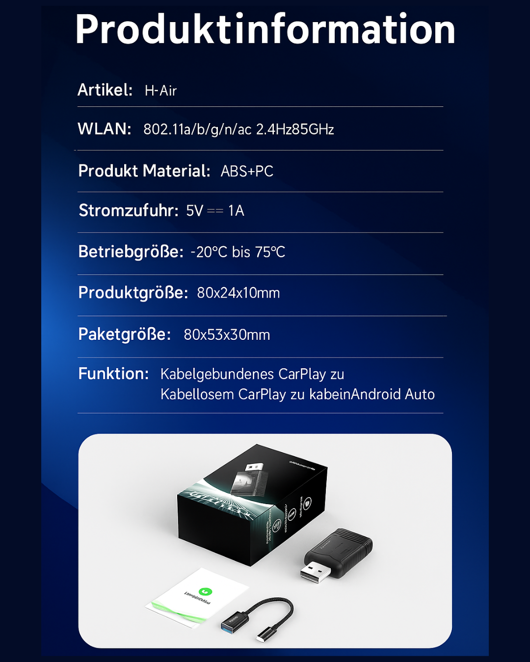 Kabellos. Zukunft – mit dem 2025 HEYINCAR 2‑in‑1 Adapter