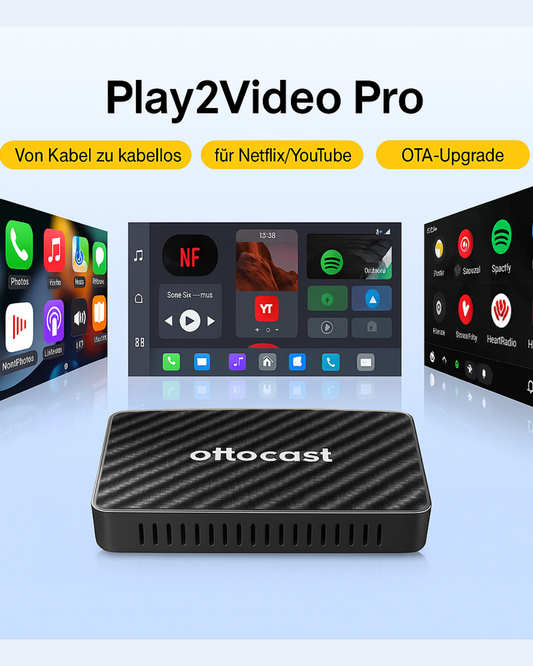 Ottocast Play2Video PRO – Kabelloser CarPlay & Android Auto Adapter mit Streaming-Funktion